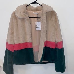 Glamorous soft cream/pink/green coat.